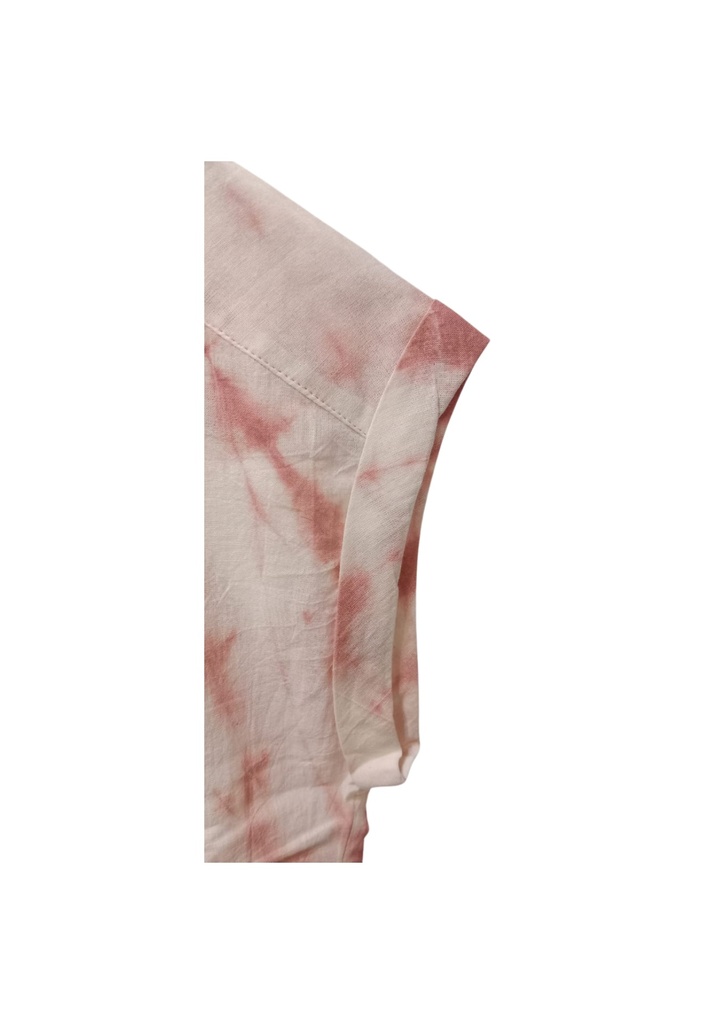 WOMEN'S SS SHIRT, PINK, SHIBORI, COTTON