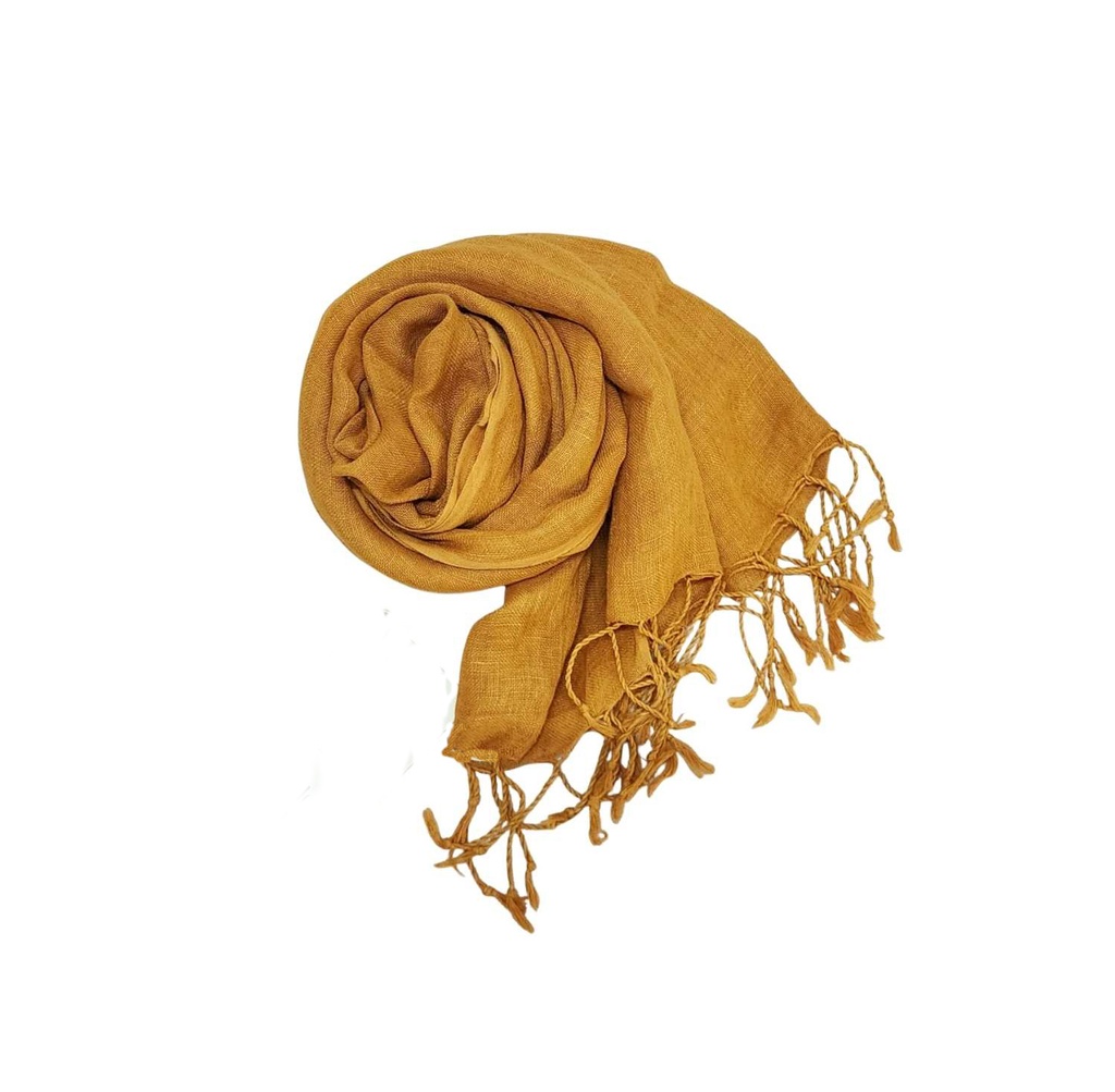 PLAIN SCARF, ORANGE 31, COTTON-LINEN BLEND