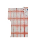 SHORT SLEEVE KAFTAN, ORANGE-WHITE, SHIBORI_CLAMP, COTTON