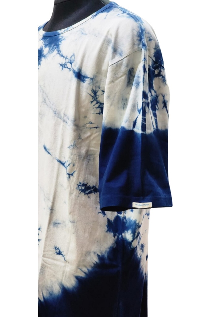 T-SHIRT, OVERSIZED, WHITE-BLUE, MARBLE-CRUSH, COTTON