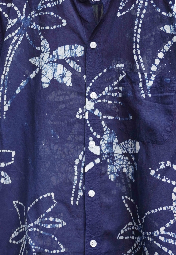 MAO LS SHIRT, BLUE, BATIK_FLOWERS, COTTON