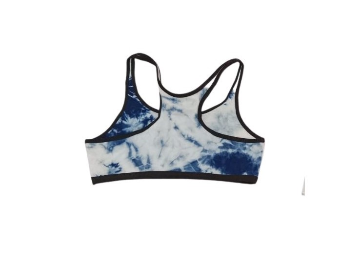 SPORTS BRA, WHITE-BLUE, COTTON