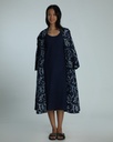 OVERCOAT SET DRESS, DARK BLUE, BATIK, COTTON