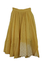 GATHERED SKIRT, YELLOW-WHITE, SHIBORI, COTTON