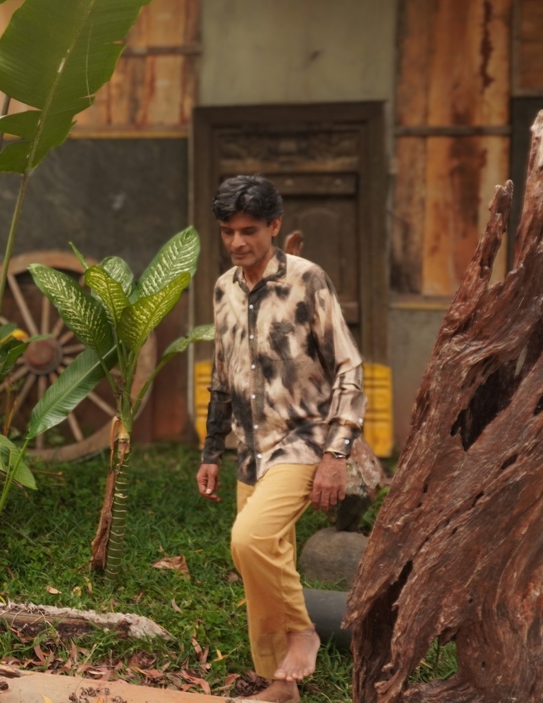 MADRAS LS SHIRT, IRON, SHIBORI, COTTON