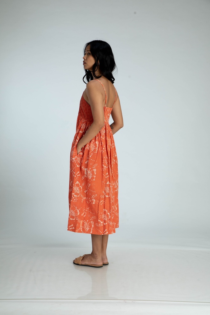 STRAPPY DRESS, PINK, BATIK, COTTON