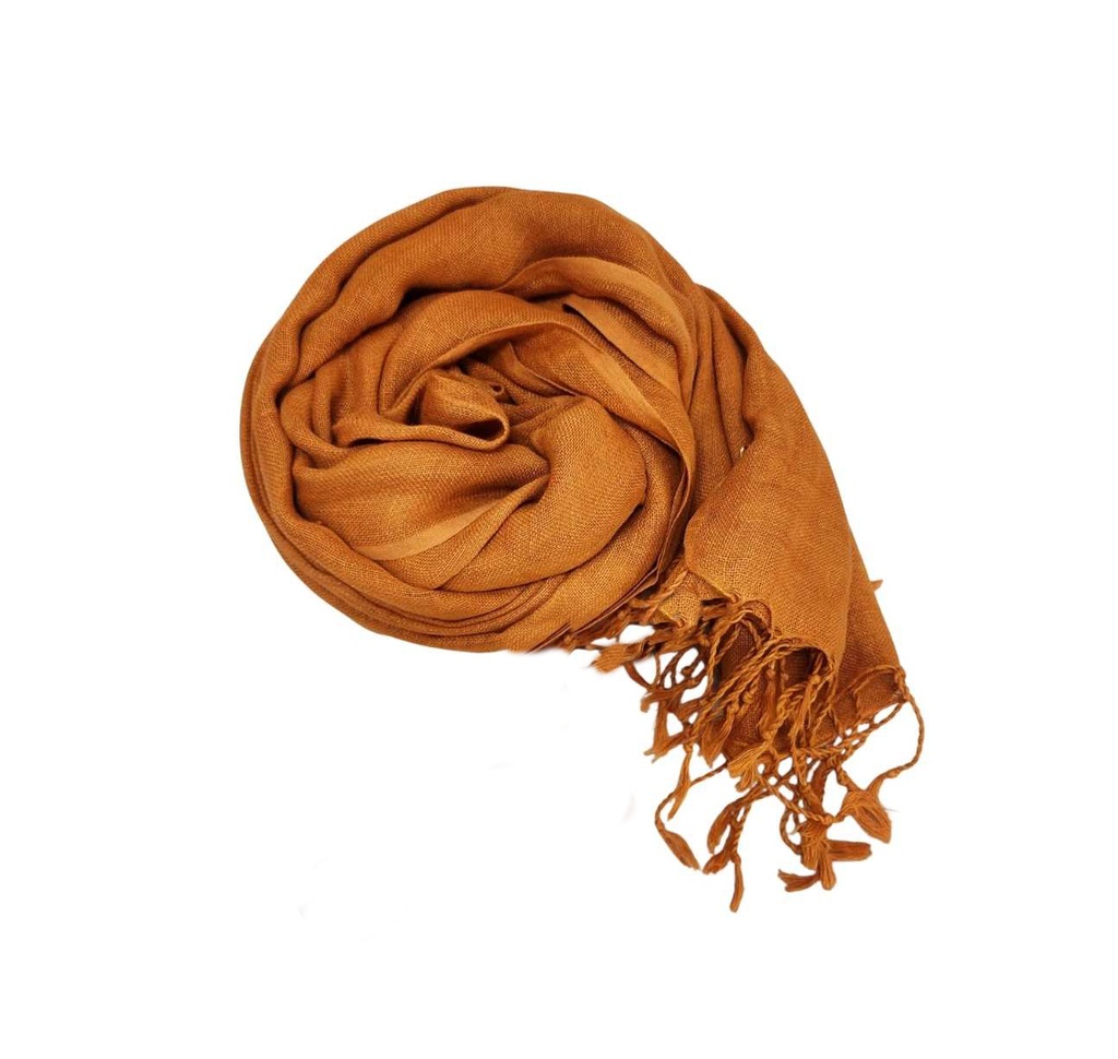 PLAIN SCARF, ORANGE 31, COTTON-LINEN BLEND