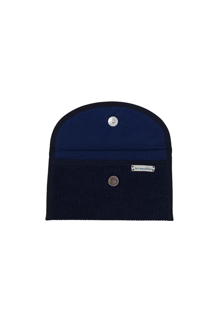 ROUNDED POUCH, BLUE, CORDUROY