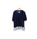 SLEEVE STRING TOP, BLUE-WHITE, PLAIN SHIBORI, COTTON