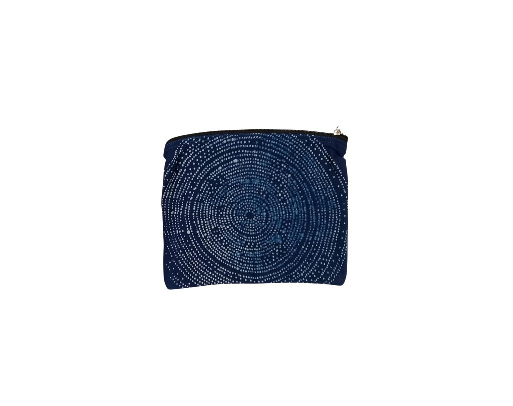 MEDIUM POUCH, BLUE, BATIK SPIRAL, COTTON