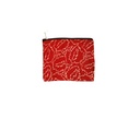 MEDIUM POUCH, RED, BATIK WONKY FLOWERS, COTTON