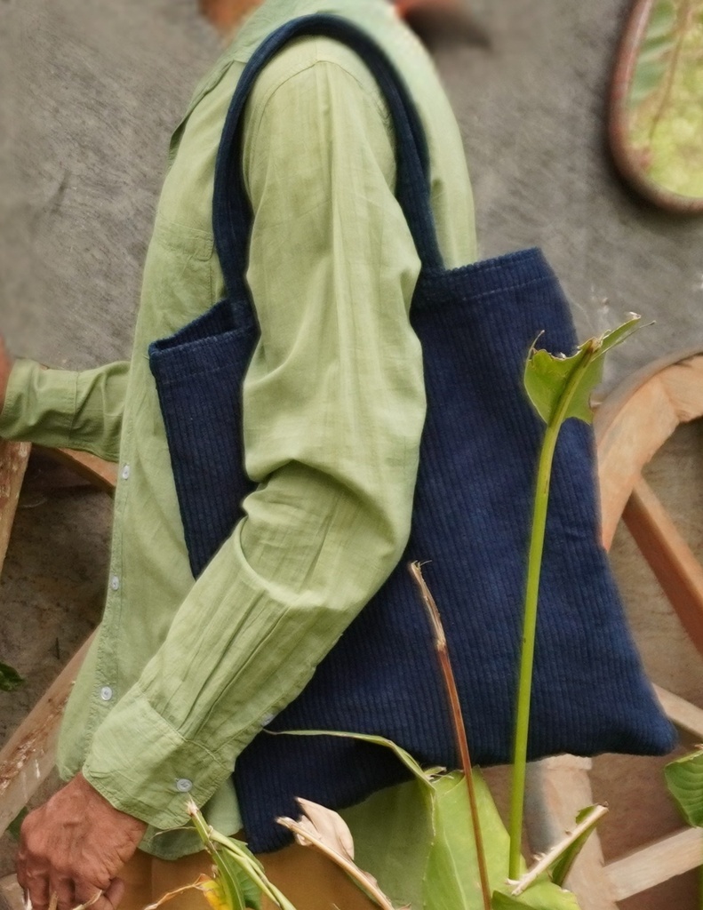 TOTE BAG, BLUE, CORDUROY