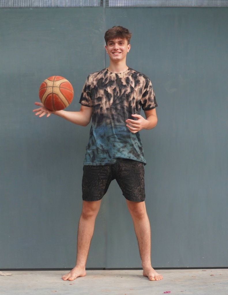 T-SHIRT, BLUE-RUST, MARBLE-OMBRE, COTTON