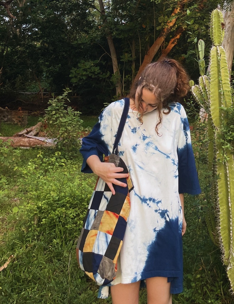 T-SHIRT, OVERSIZED, WHITE-BLUE, MARBLE-CRUSH, COTTON