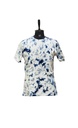 T-SHIRT, WHITE-BLUE, SHIBORI-CRUSHING, COTTON