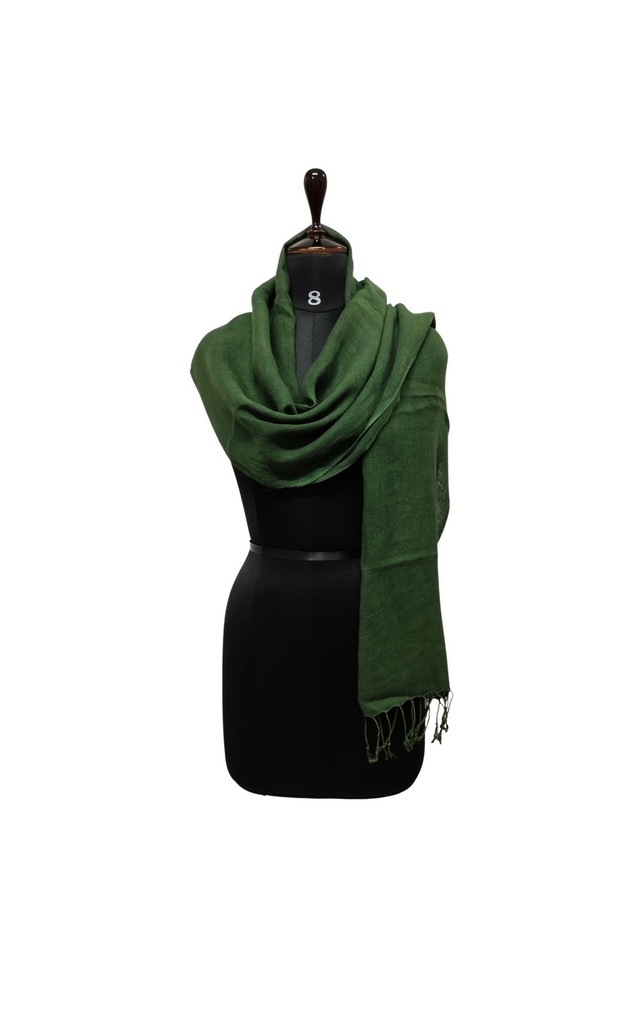 PLAIN SCARF, GREEN 53, COTTON-LINEN BLEND