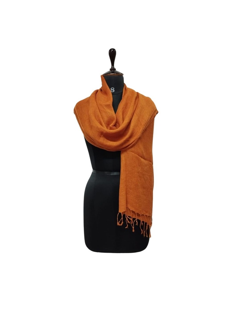 PLAIN SCARF, ORANGE 33, COTTON-LINEN BLEND