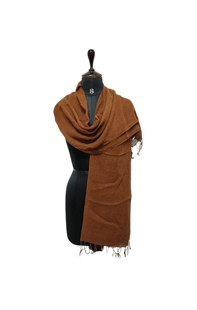 PLAIN SCARF, BROWN 42, COTTON-LINEN BLEND