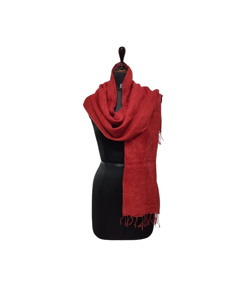 PLAIN SCARF, RED 195, COTTON-LINEN BLEND