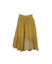 GATHERED SKIRT, YELLOW-WHITE, SHIBORI, COTTON