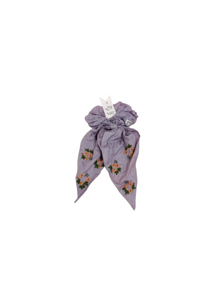 HAIRBAND, EMBROIDERED, LIGHT PURPLE, SILK