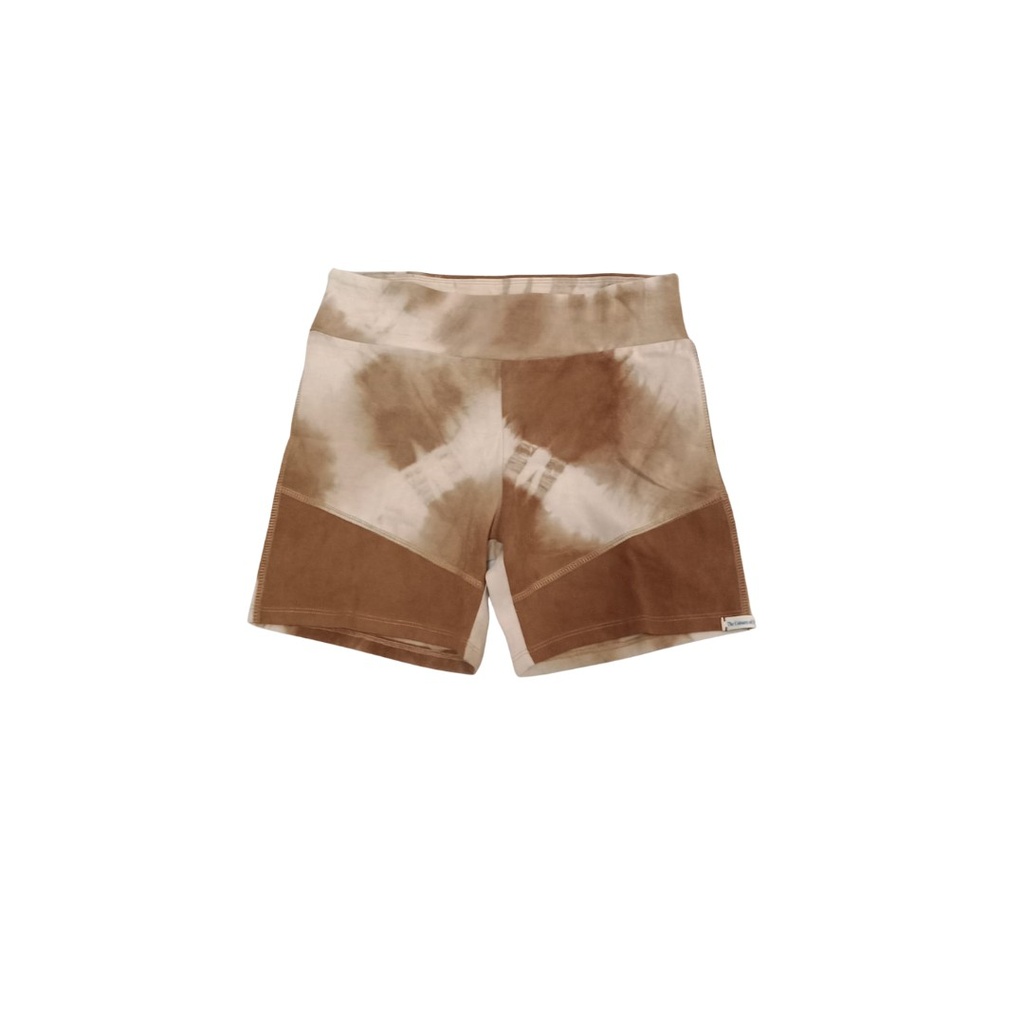 SPORTS SHORTS, BROWN-WHITE, SHIBORI, COTTON