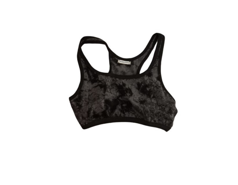 SPORTS BRA, GREY-BLACK, COTTON