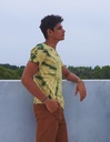 T-SHIRT, YELLOW-GREEN, SHIBORI TIE-DYE, COTTON