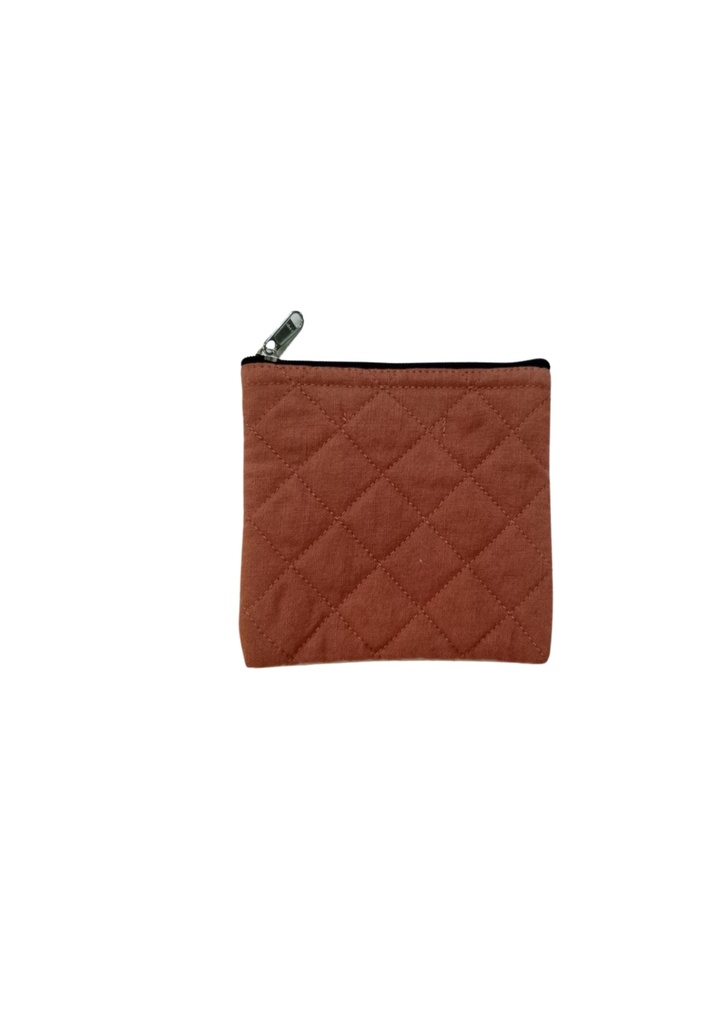 POUCH, WADDED SQUARE, DIAMOND, BROWN, COTTON