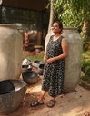 V DRESS, BLACK-GREY, BATIK, COTTON