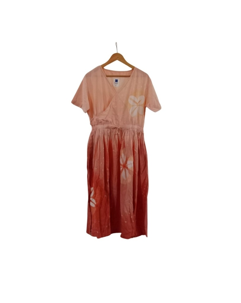 EVERYDAY DRESS, PEACH-PINK, SHIBORI, COTTON