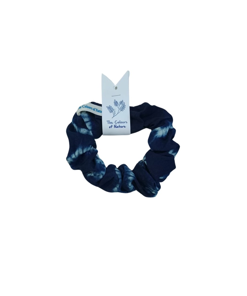 HAIRBAND, MEDIUM SCRUNCHIE, DARK BLUE, SHIBORI, COTTON