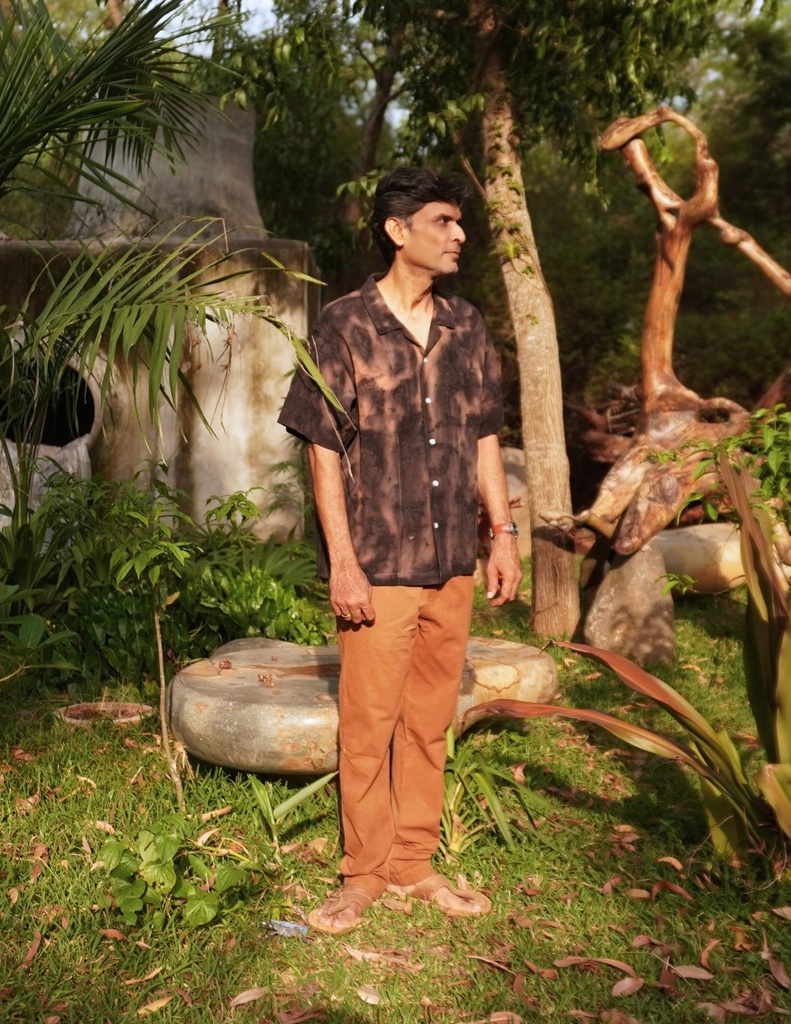 MAXI SHIRT, IRON, SHIBORI, COTTON-LINEN BLEND