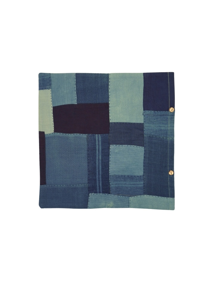 CUSHION COVER, PATCHWORK, PURPLE INDIGO