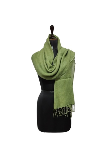 [SCA-PLA-GR_51-NON-COT_LIN/0S] PLAIN SCARF, GREEN 51, COTTON-LINEN BLEND