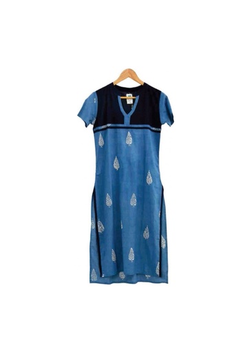 [KUR-SHA-BL_2-BTK_224-COT/M] SHANTI KURTA, 2xBLUE,  BATIK BKC-224, COTTON