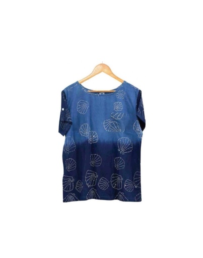 [TOP-WOM_PCK-BL_2-OMB_BTK-COT/M] WOMEN'S POCKET TOP, 2xBLUE, OMBRE, BATIK-SEASHELL, COTTON