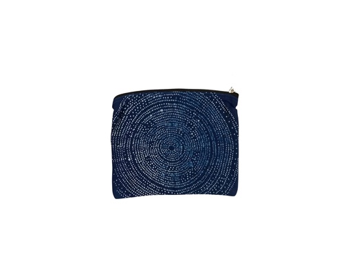 [POU-MED-BL_65-BTK_223-COT/0S] MEDIUM POUCH, BLUE, BATIK SPIRAL, COTTON