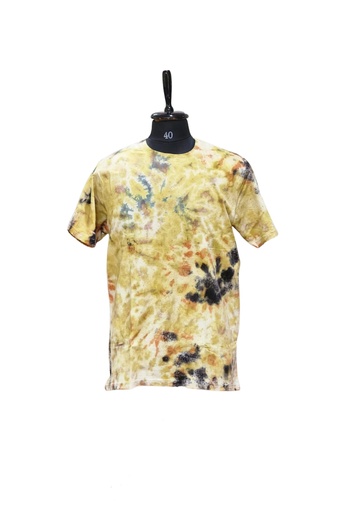 T-SHIRT, ECRU-MULTI, SPRAY-CRUSHED, COTTON