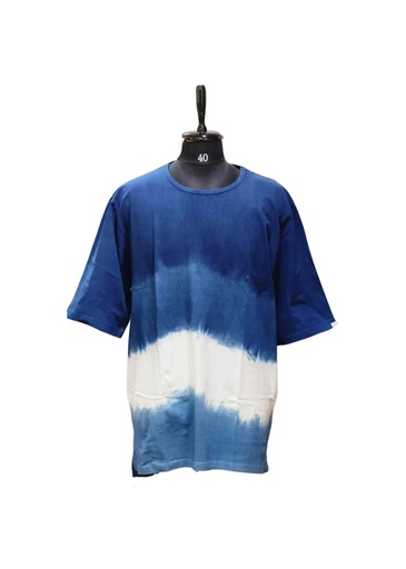 [T_S-OVE-BL_2_WH-OMB-COT/0S] T-SHIRT, OVERSIZED, 2xBLUE-WHITE, OMBRE, COTTON