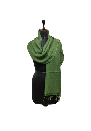 [SCA-PLA-GR_52-NON-COT_LIN/0S] PLAIN SCARF, GREEN 52, COTTON-LINEN BLEND