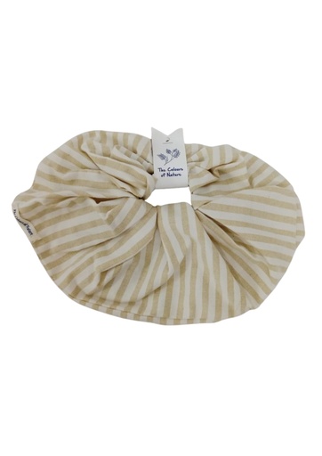 [HAB-OSC-BR_WH-COT] OVERSIZED SCRUNCHIE HAIRBAND, BROWN-WHITE, COTTON