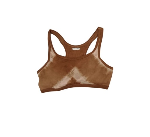 SPORTS BRA, BROWN-WHITE, COTTON