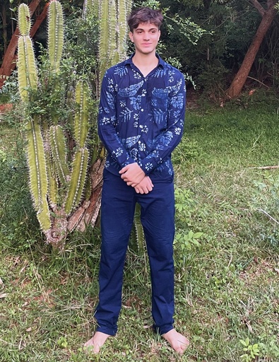 PANTS, CHINOS, DARK BLUE, COTTON