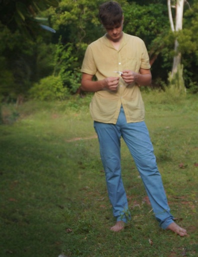 PANTS, CHINOS, LIGHT BLUE, COTTON