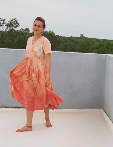 EVERYDAY DRESS, PEACH-PINK, SHIBORI, COTTON