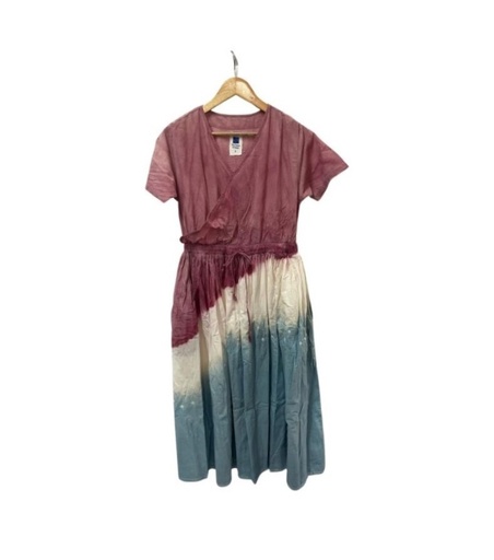 EVERYDAY DRESS, BLUE-PINK-WHITE, SHIBORI, COTTON