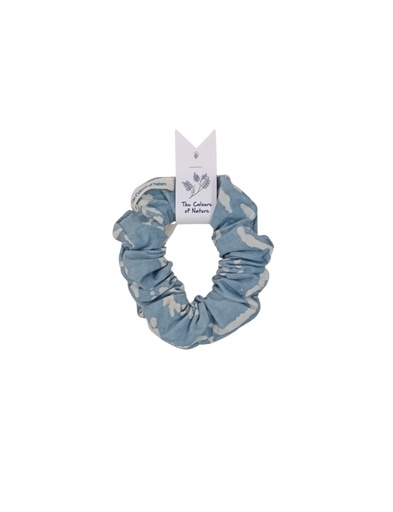 [HAB-MED-LBL-BTK-COT] HAIRBAND, MEDIUM SCRUNCHIE, LIGHT BLUE, BATIK, COTTON