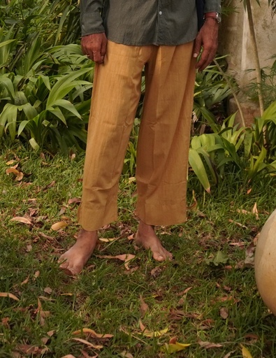 PYJAMA PANTS, OCHRE, PLAIN, COTTON