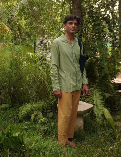 MADRAS LS SHIRT, GREEN, COTTON